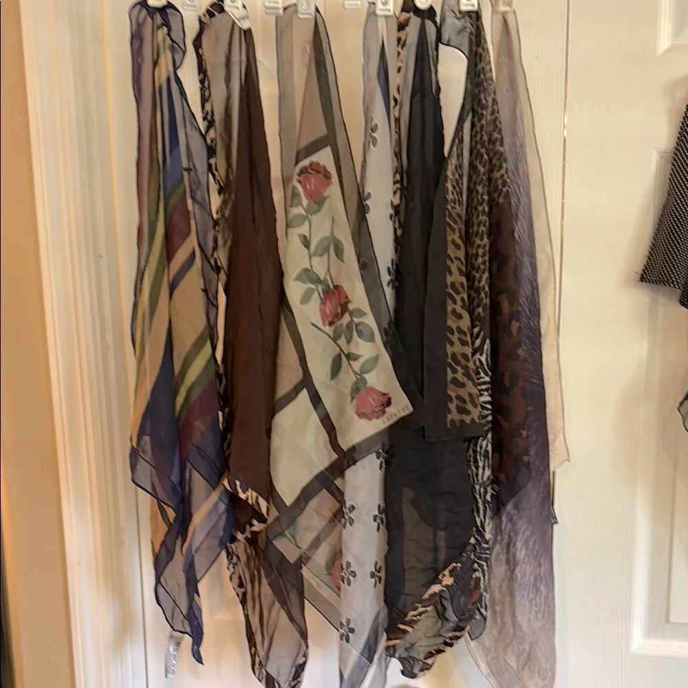 13 Elegant Multicolor Sheer neck & pocket Scarves Set 13 total - Picture 1 of 8